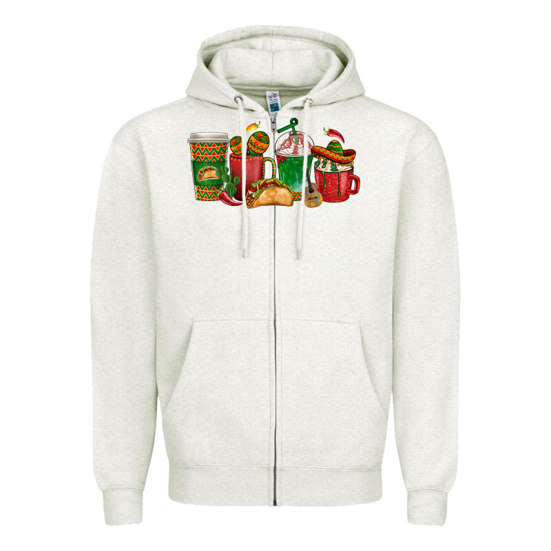 Tacos Coffee Cups Zipper Hoodie by texasbilliewilder | Teevron