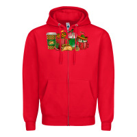 Red Tacos Coffee Cups Zipper Hoodie - texasbilliewilder