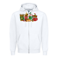 White Tacos Coffee Cups Zipper Hoodie - texasbilliewilder