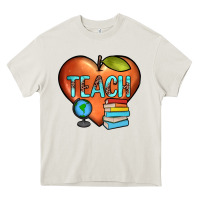 Cream teach heart Heavy Core Tee - JahusDesignShop