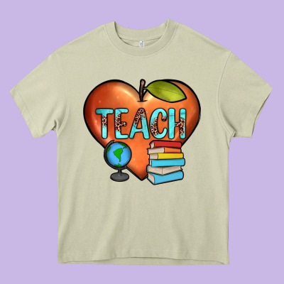 Teach Heart Heavy Core Tee Designed By Jahusdesignshop
