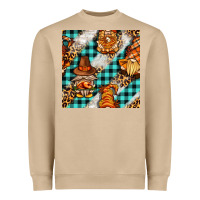 Mushroom thanksgiving gnomies with leopard and tartan seamless pattern bbs Heavyweight Sweatshirt - BundleAndBundleShop
