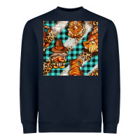 Navy thanksgiving gnomies with leopard and tartan seamless pattern bbs Heavyweight Sweatshirt - BundleAndBundleShop