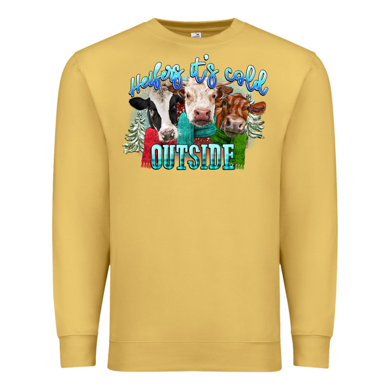 Heifers Its Cold Outside Premium Sweatshirt by CowGirlArtShop | Teevron
