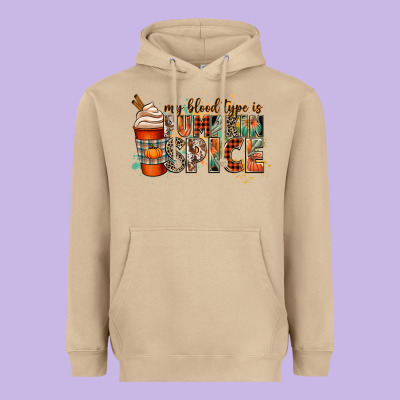 My Blood Type Is Pumpkin Spice Heavyweight Hoodie Designed By Cowgirlartshop