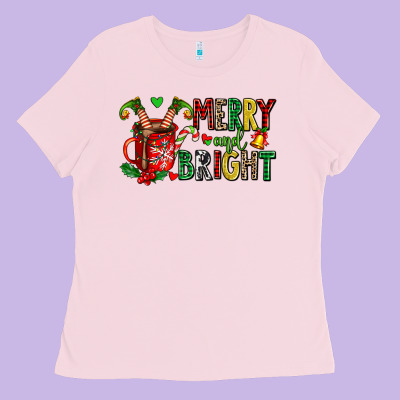 Merry And Bright Ladies Tee Designed By Adodesignshop