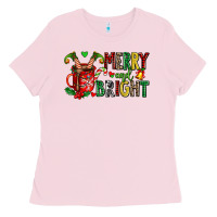 Bubblegum Pink merry and bright Ladies Tee - AdoDesignShop