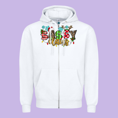 Sassy Claus Zipper Hoodie Designed By Texasbilliewilder