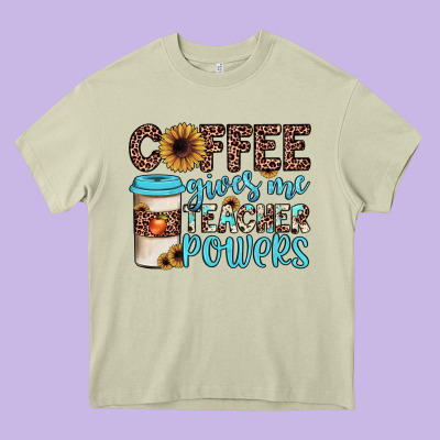 Coffee Gives Me Teacher Powers Heavy Core Tee Designed By Jahusdesignshop