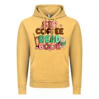 Vintage Mustard sip coffee read book Vintage Hoodie - MaliasSmallBusiness