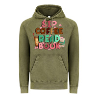 Vintage Olive sip coffee read book Vintage Hoodie - MaliasSmallBusiness