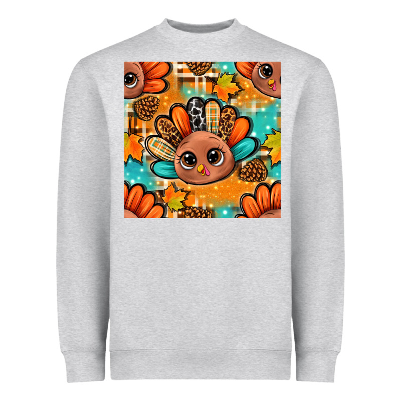 Thanksgiving Turkey And Cone With Tartan Seamless Pattern Bbs Heavyweight Sweatshirt by BundleAndBundleShop | Teevron