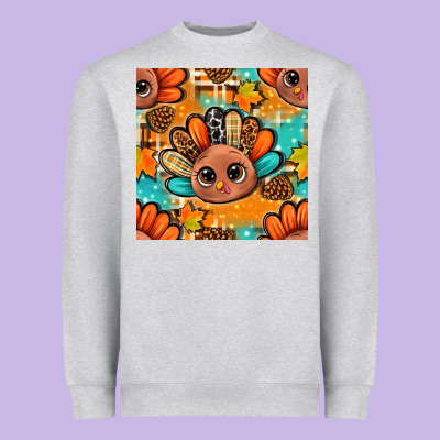 Thanksgiving Turkey And Cone With Tartan Seamless Pattern Bbs Heavyweight Sweatshirt Designed By Bundleandbundleshop