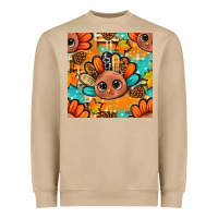 Mushroom thanksgiving turkey and cone with tartan seamless pattern bbs Heavyweight Sweatshirt - BundleAndBundleShop