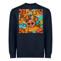 Navy thanksgiving turkey and cone with tartan seamless pattern bbs Heavyweight Sweatshirt - BundleAndBundleShop