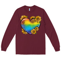 Burgundy Pride Heart And Sunflower Long Sleeve Tee - BundleAndBundleShop