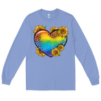 Colony Blue Pride Heart And Sunflower Long Sleeve Tee - BundleAndBundleShop
