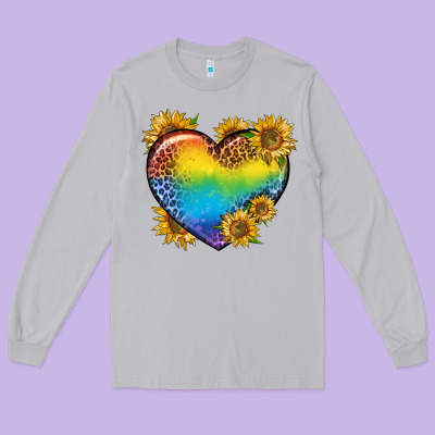 Pride Heart And Sunflower Long Sleeve Tee Designed By Bundleandbundleshop