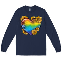Navy Pride Heart And Sunflower Long Sleeve Tee - BundleAndBundleShop