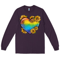 Plum Pride Heart And Sunflower Long Sleeve Tee - BundleAndBundleShop