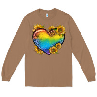 Toasted Coconut Pride Heart And Sunflower Long Sleeve Tee - BundleAndBundleShop