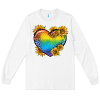 White Pride Heart And Sunflower Long Sleeve Tee - BundleAndBundleShop