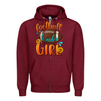 Burgundy Football kinda Girl Zipper Hoodie - NancyCooperArtShop