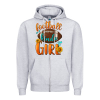 Heather Grey Football kinda Girl Zipper Hoodie - NancyCooperArtShop