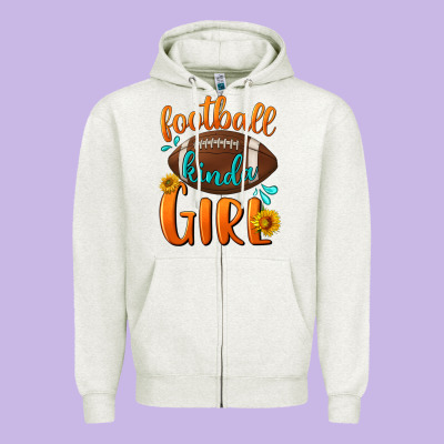 Football Kinda Girl Zipper Hoodie Designed By Nancycooperartshop