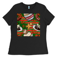 Black christmas cake seamless pattern Ladies Tee - BundleAndBundleShop