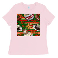 Bubblegum Pink christmas cake seamless pattern Ladies Tee - BundleAndBundleShop