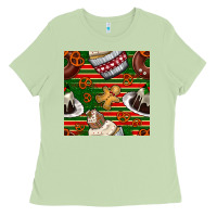 Matcha christmas cake seamless pattern Ladies Tee - BundleAndBundleShop