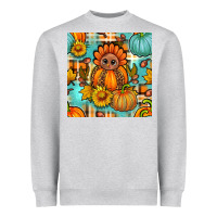 Heather Grey thanksgiving turkey with tartan seamless pattern bbs Heavyweight Sweatshirt - BundleAndBundleShop