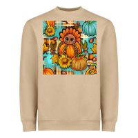 Mushroom thanksgiving turkey with tartan seamless pattern bbs Heavyweight Sweatshirt - BundleAndBundleShop