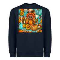 Navy thanksgiving turkey with tartan seamless pattern bbs Heavyweight Sweatshirt - BundleAndBundleShop