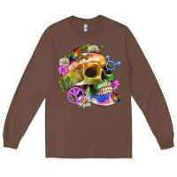 Chestnut Pride Skull And Transgender Symbol With Peace Long Sleeve Tee - BundleAndBundleShop