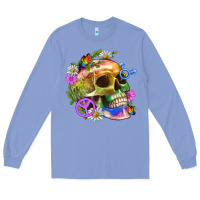 Colony Blue Pride Skull And Transgender Symbol With Peace Long Sleeve Tee - BundleAndBundleShop