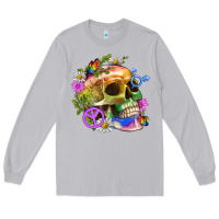 Moon Dust Pride Skull And Transgender Symbol With Peace Long Sleeve Tee - BundleAndBundleShop