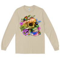 Mushroom Pride Skull And Transgender Symbol With Peace Long Sleeve Tee - BundleAndBundleShop