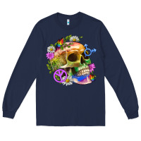 Navy Pride Skull And Transgender Symbol With Peace Long Sleeve Tee - BundleAndBundleShop