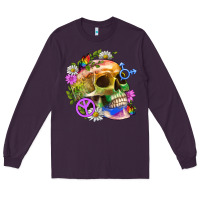 Plum Pride Skull And Transgender Symbol With Peace Long Sleeve Tee - BundleAndBundleShop