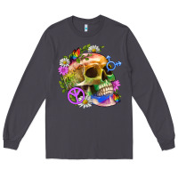 Smoke Pride Skull And Transgender Symbol With Peace Long Sleeve Tee - BundleAndBundleShop