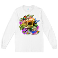 White Pride Skull And Transgender Symbol With Peace Long Sleeve Tee - BundleAndBundleShop