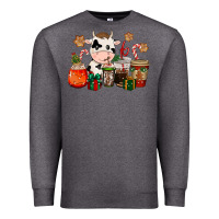 Charcoal Heather cow coffee cups christmas Premium Sweatshirt - CowGirlArtShop