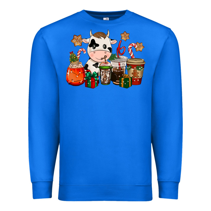 Cow Coffee Cups Christmas Premium Sweatshirt by CowGirlArtShop | Teevron