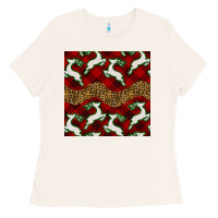 Bone christmas deer and plaid seamless pattern Ladies Tee - BundleAndBundleShop
