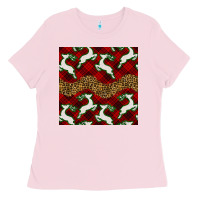 Bubblegum Pink christmas deer and plaid seamless pattern Ladies Tee - BundleAndBundleShop