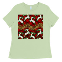 Matcha christmas deer and plaid seamless pattern Ladies Tee - BundleAndBundleShop