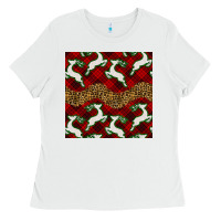 White christmas deer and plaid seamless pattern Ladies Tee - BundleAndBundleShop