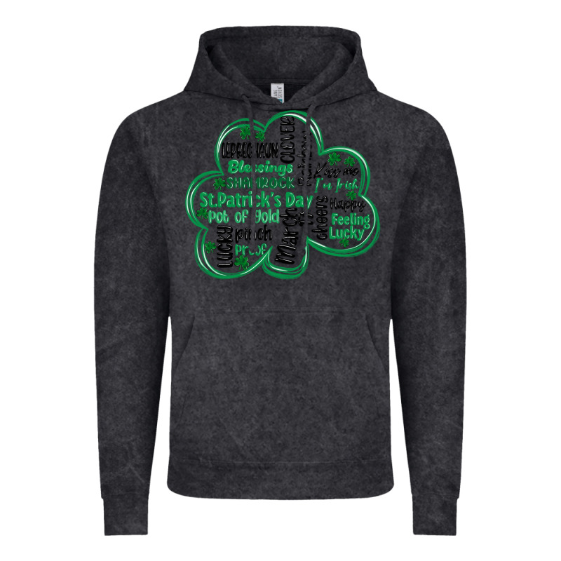 St Patricks Day Shamrock Typography Vintage Hoodie by MaliasSmallBusiness | Teevron
